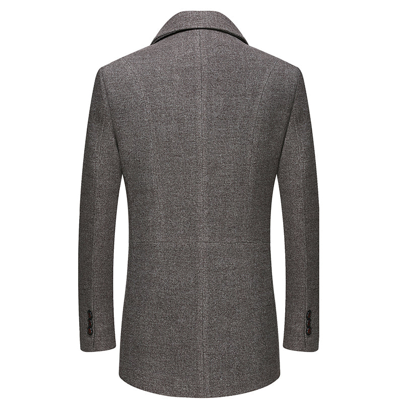 Winter Thick Men Wool Jacket Scarf Detachable