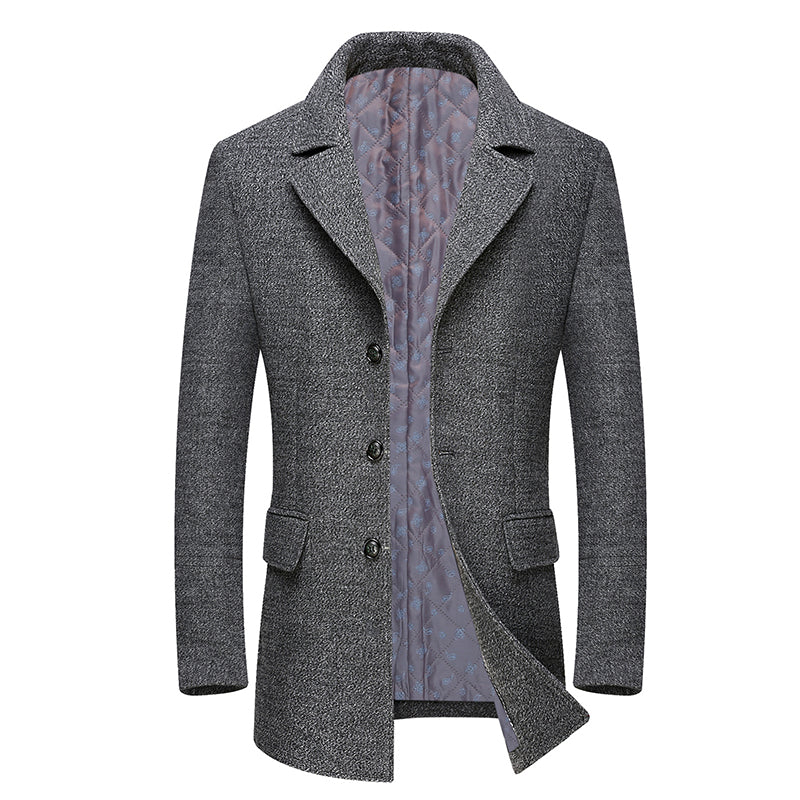 Winter Thick Men Wool Jacket Scarf Detachable