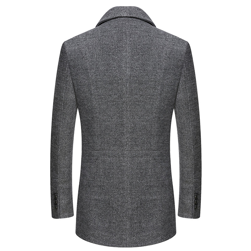 Winter Thick Men Wool Jacket Scarf Detachable